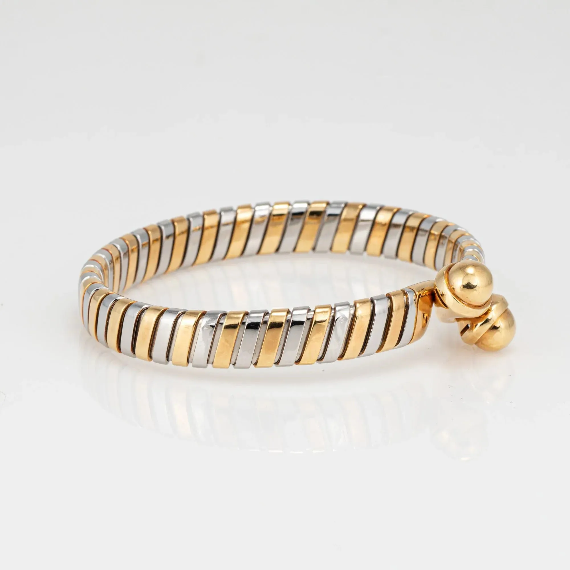 Bulgari Tubogas - Bracelet vintage en or jaune 18k et acier sold by 58 Facettes product image thumbnail 3