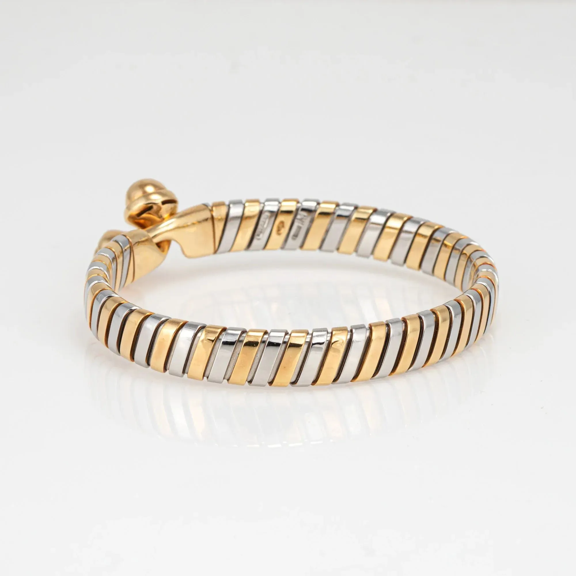 Bulgari Tubogas - Bracelet vintage en or jaune 18k et acier sold by 58 Facettes product image thumbnail 4