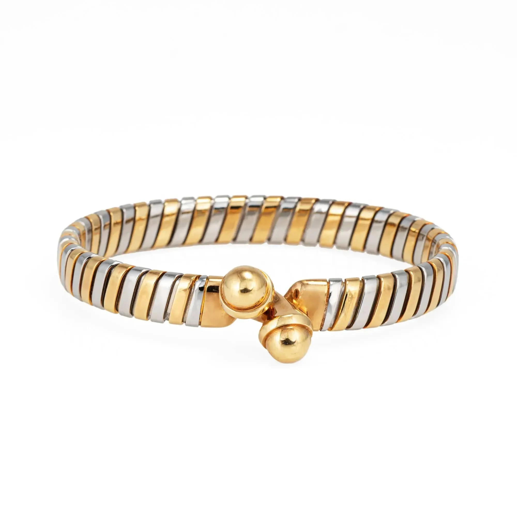 Bulgari Tubogas - Bracelet vintage en or jaune 18k et acier sold by 58 Facettes