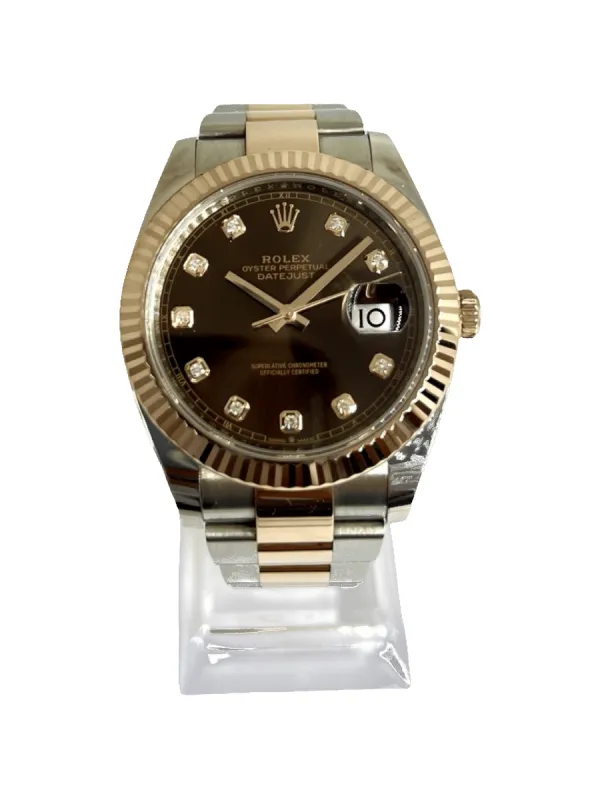 ROLEX - Datejust 41mm Everose chocolate dial diamonds sold by 58 Facettes