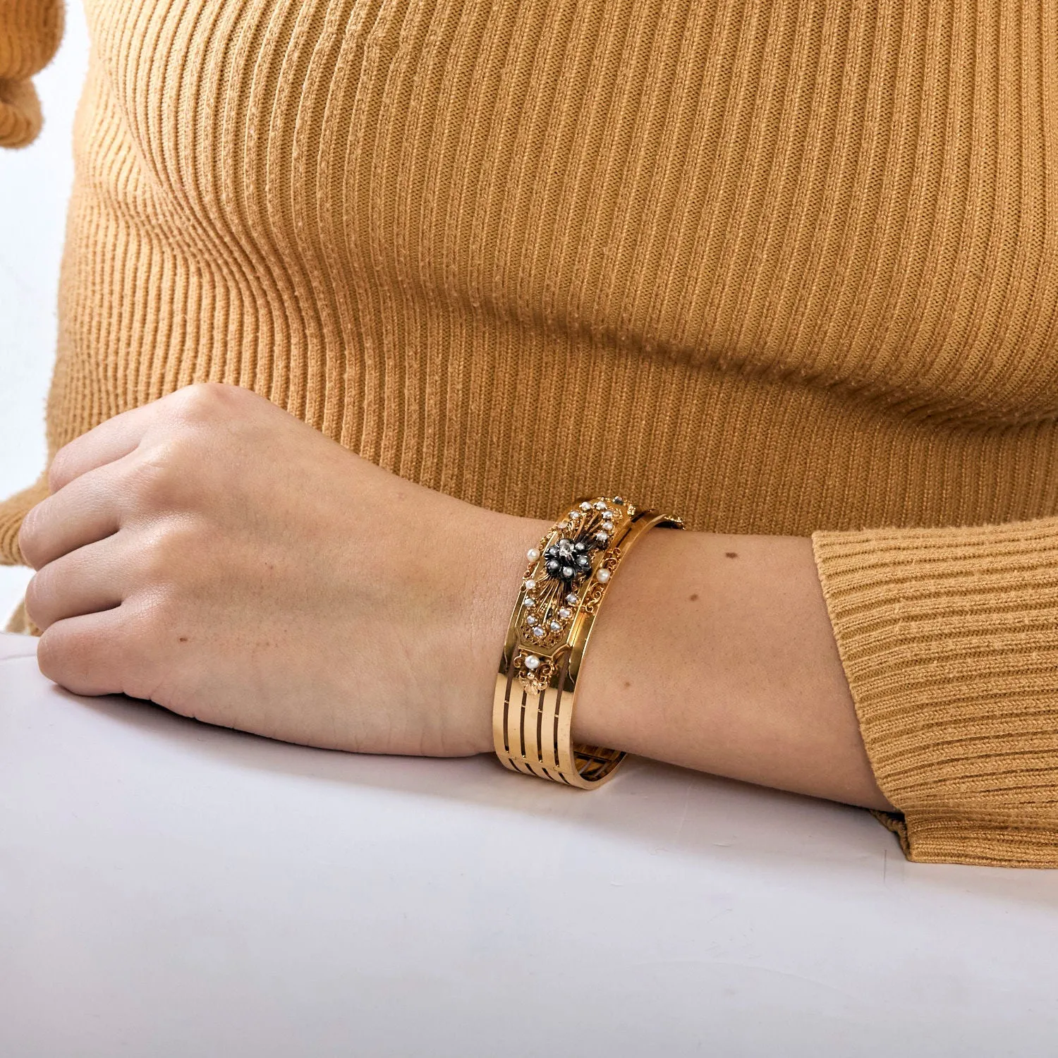 Bracelet Napoléon III or rose, perles et diamant sold by 58 Facettes product image thumbnail 2