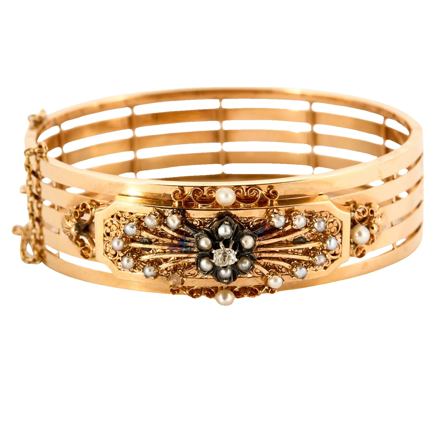 Bracelet Napoléon III or rose, perles et diamant sold by 58 Facettes