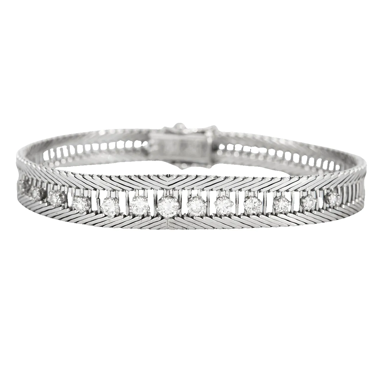 Bracelet vintage or blanc et diamants sold by 58 Facettes