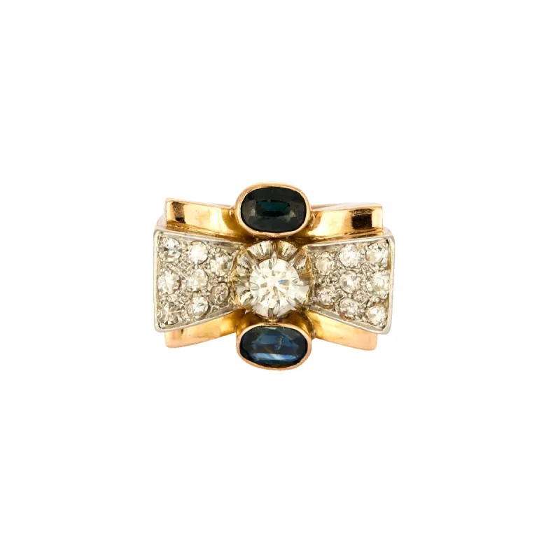 Bague Tank saphir et diamants sold by 58 Facettes