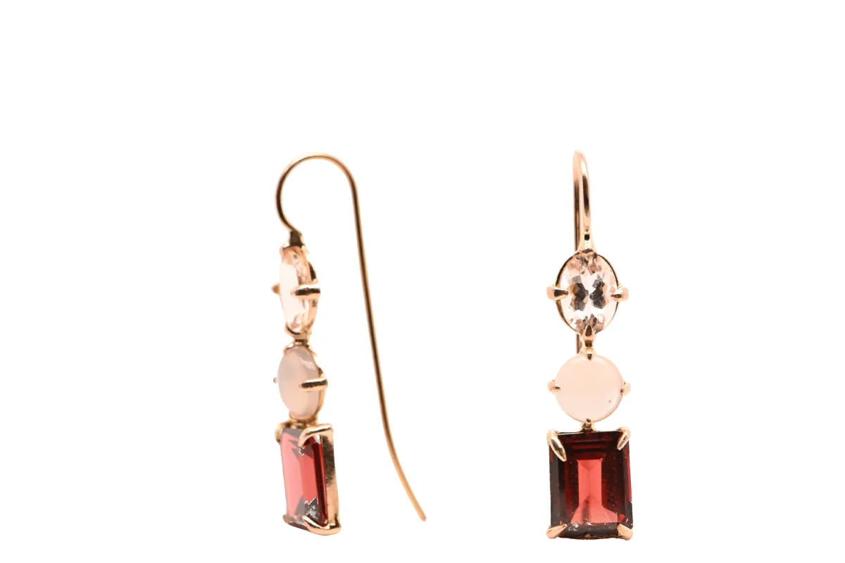 Boucles d'oreilles Morganite, Agate Grise, Grenat sold by 58 Facettes
