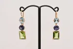 Boucles d'oreilles or rose, topaze, iolite et péridot sold by 58 Facettes