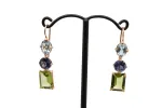 Boucles d'oreilles or rose, topaze, iolite et péridot sold by 58 Facettes