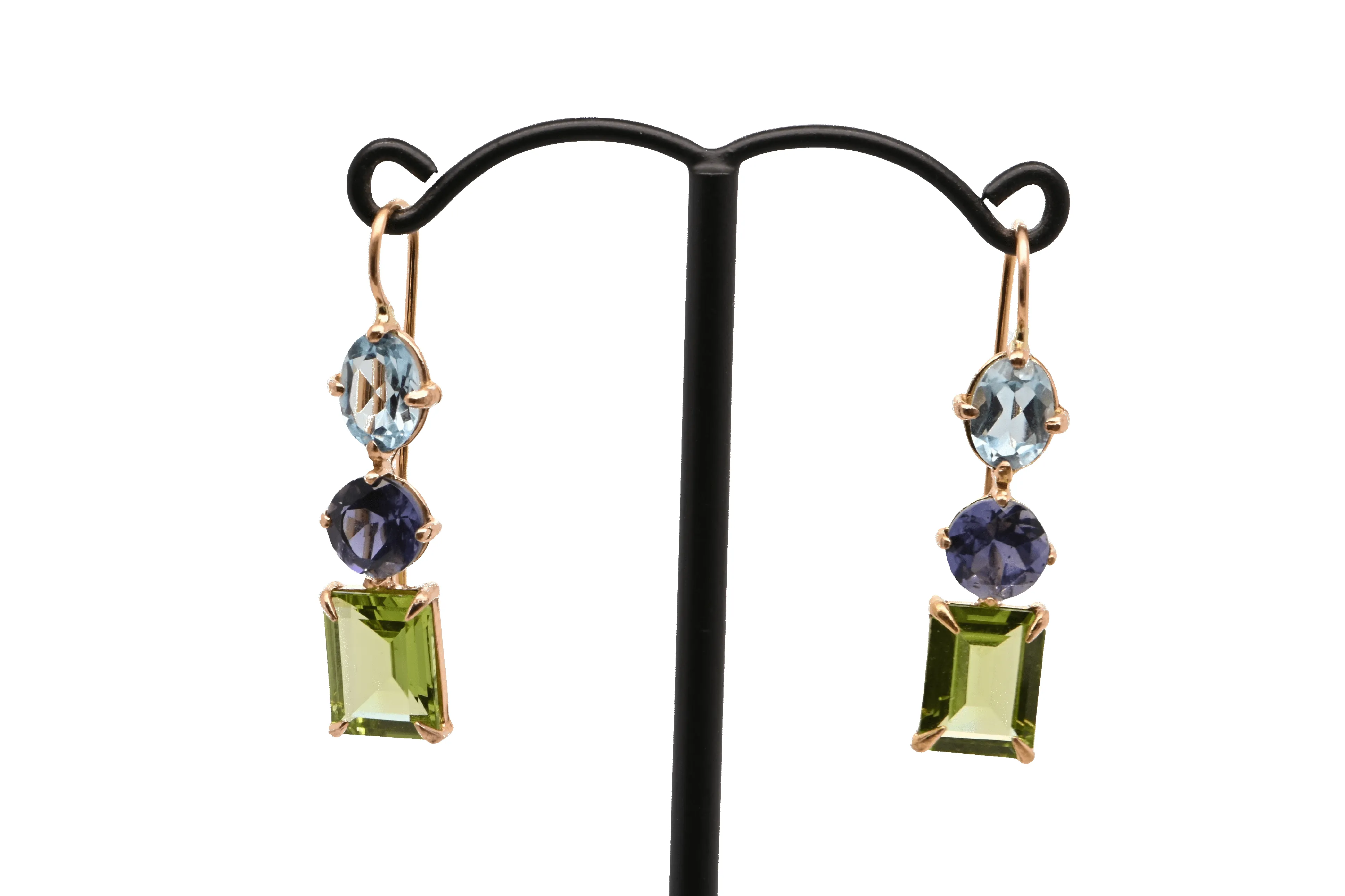 Boucles d'oreilles or rose, topaze, iolite et péridot sold by 58 Facettes