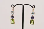 Boucles d'oreilles or rose, topaze, iolite et péridot sold by 58 Facettes