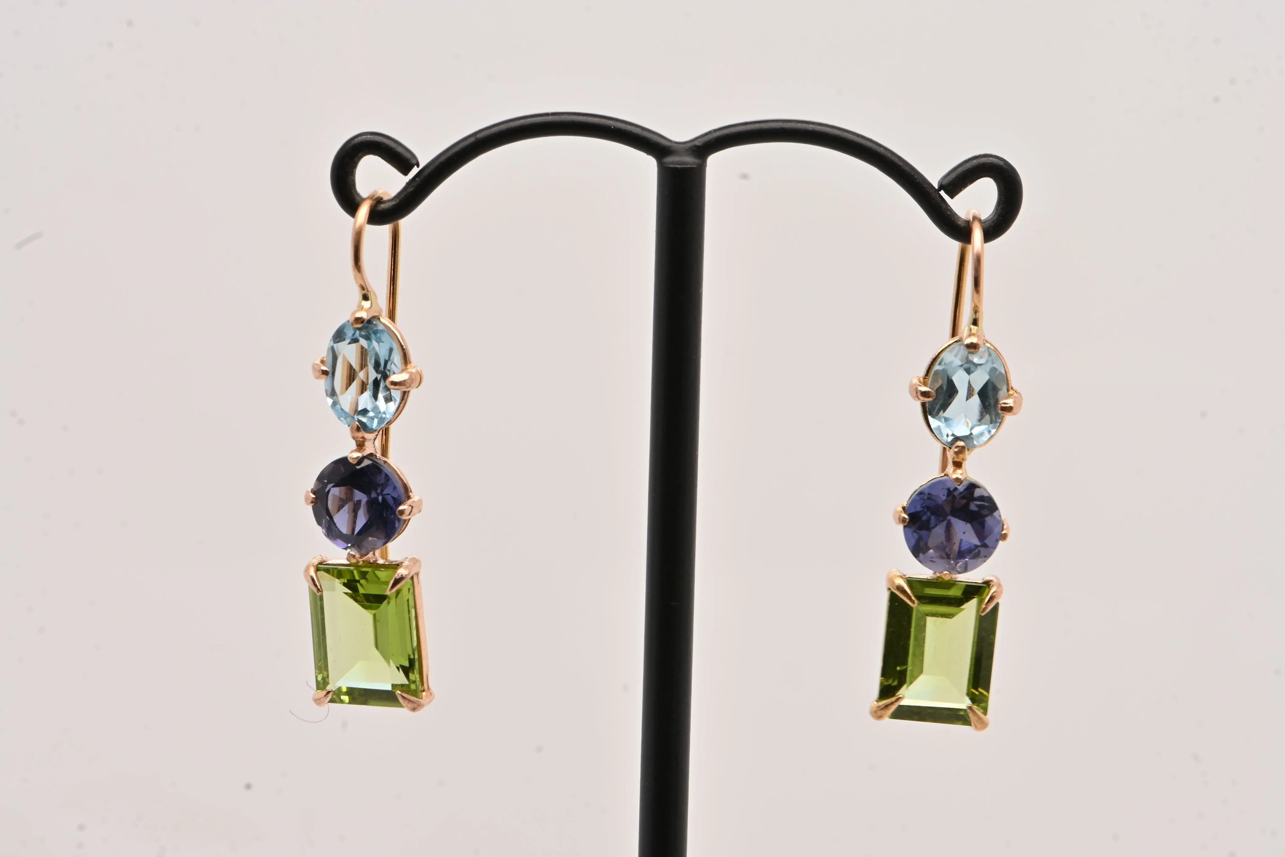 Boucles d'oreilles or rose, topaze, iolite et péridot sold by 58 Facettes product image thumbnail 2