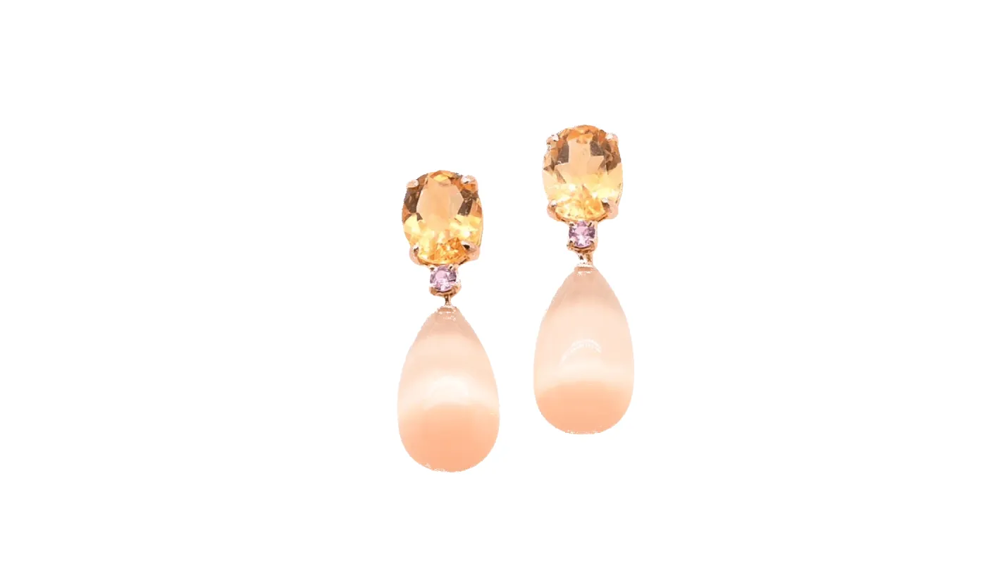 Boucles d'oreilles Or Citrine Saphir Rose sold by 58 Facettes