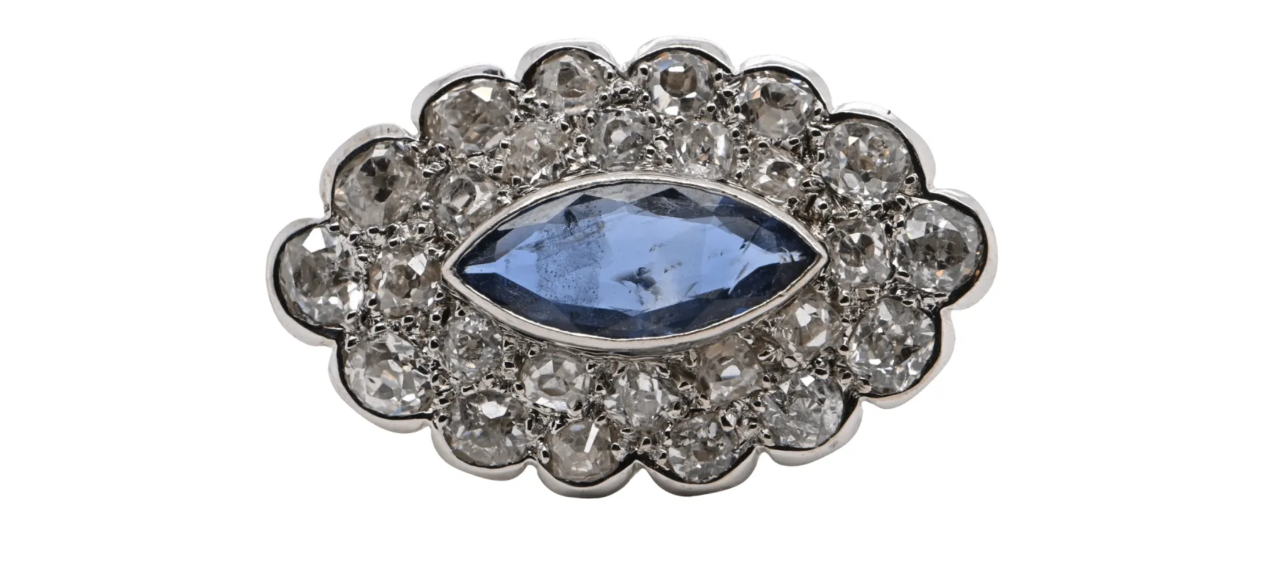 Broche Saphir Diamants Or Blanc 18 Carats sold by 58 Facettes