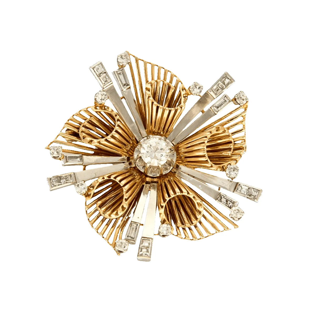 Broche Rayonnante Or Deux Tons Diamants sold by 58 Facettes