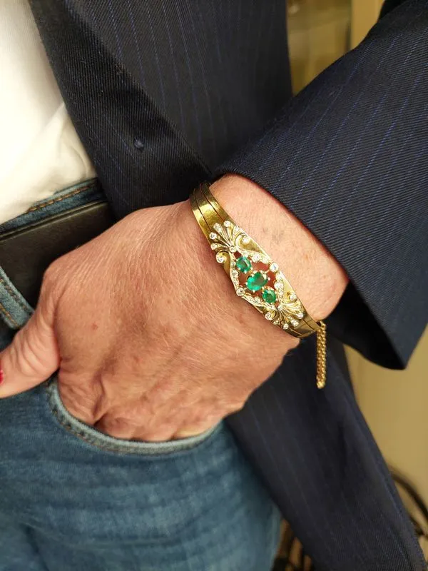 BRACELET JONC ÉMERAUDES ET DIAMANTS sold by 58 Facettes product image thumbnail 3