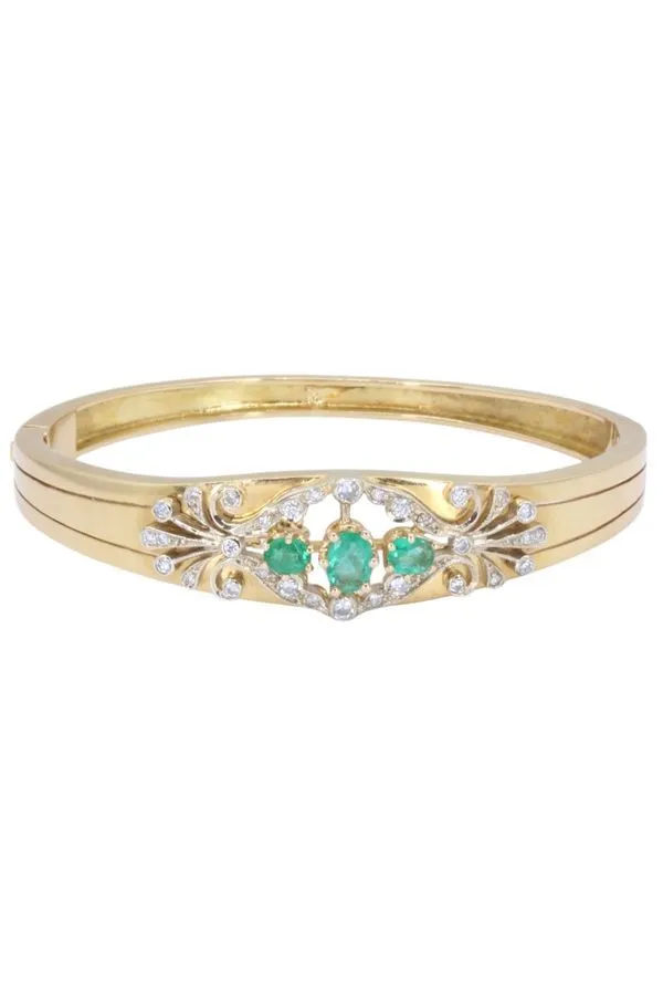 BRACELET JONC ÉMERAUDES ET DIAMANTS sold by 58 Facettes product image thumbnail 2