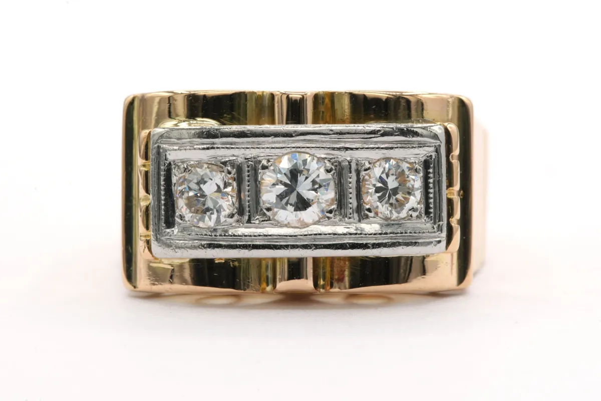 Bague "tank" Art Déco en or jaune sertie de diamants sold by 58 Facettes