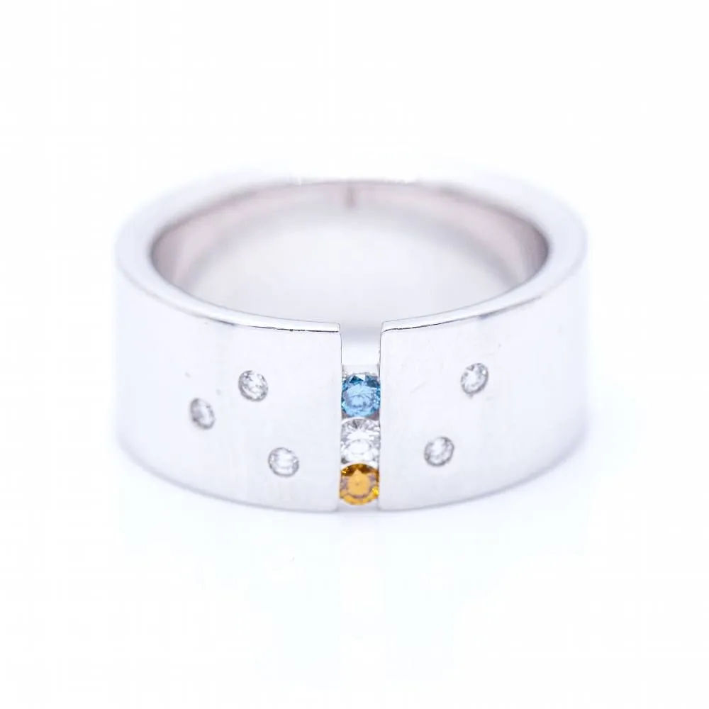 Bague en or avec diamants blancs et fantaisie sold by 58 Facettes