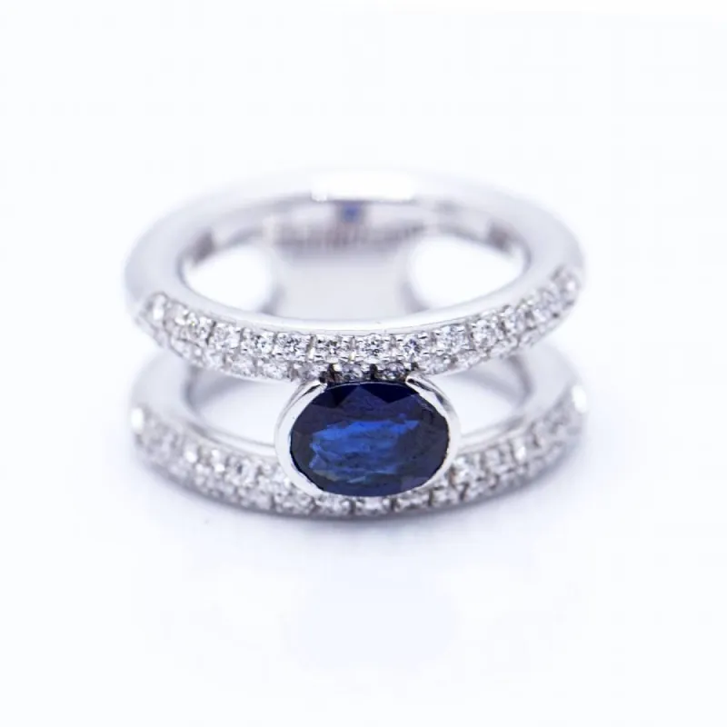 bague diamants et saphir sold by 58 Facettes