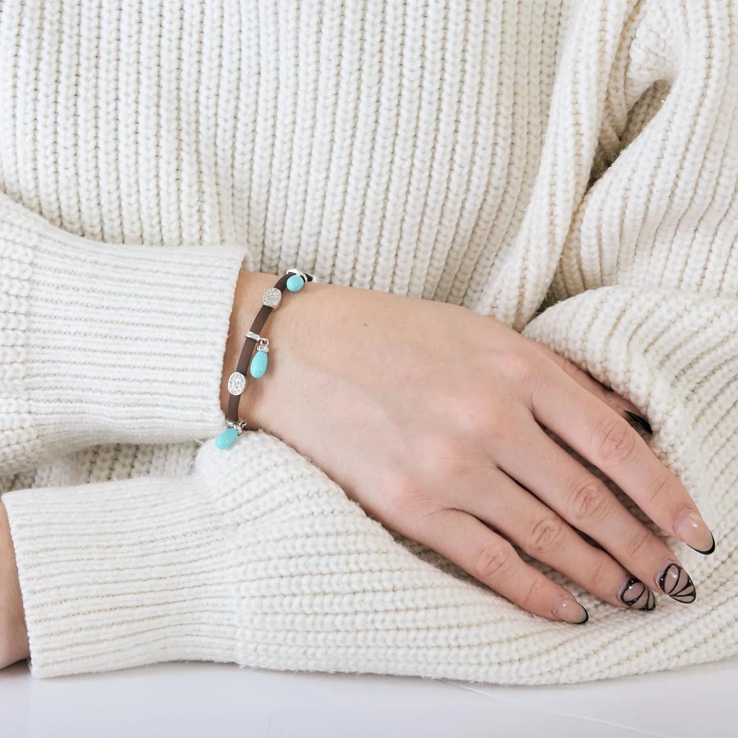 BRACELET OR BLANC, DIAMANTS ET TURQUOISE. sold by 58 Facettes product image thumbnail 2