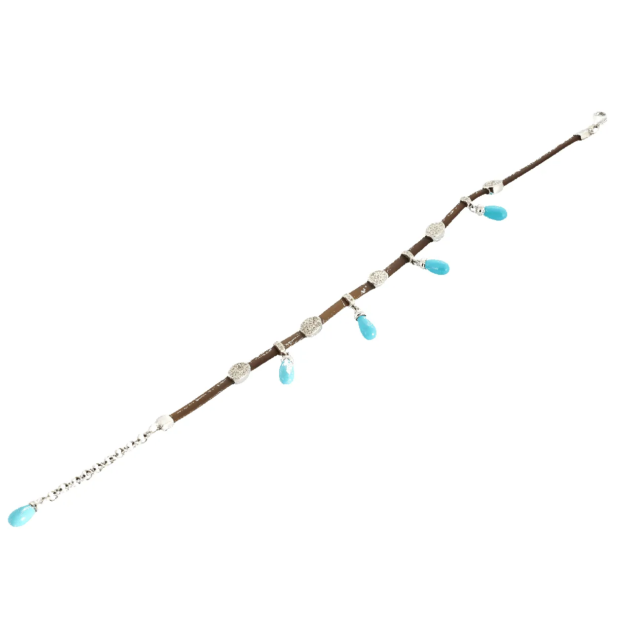 BRACELET OR BLANC, DIAMANTS ET TURQUOISE. sold by 58 Facettes product image thumbnail 4