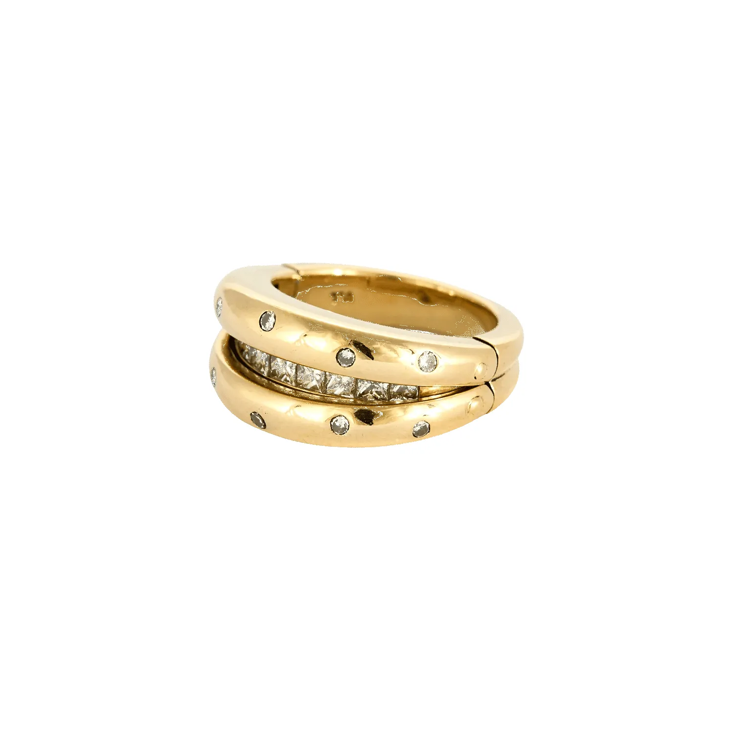 Bague Versatile double jonc en or jaune 18k et diamants sold by 58 Facettes product image thumbnail 3