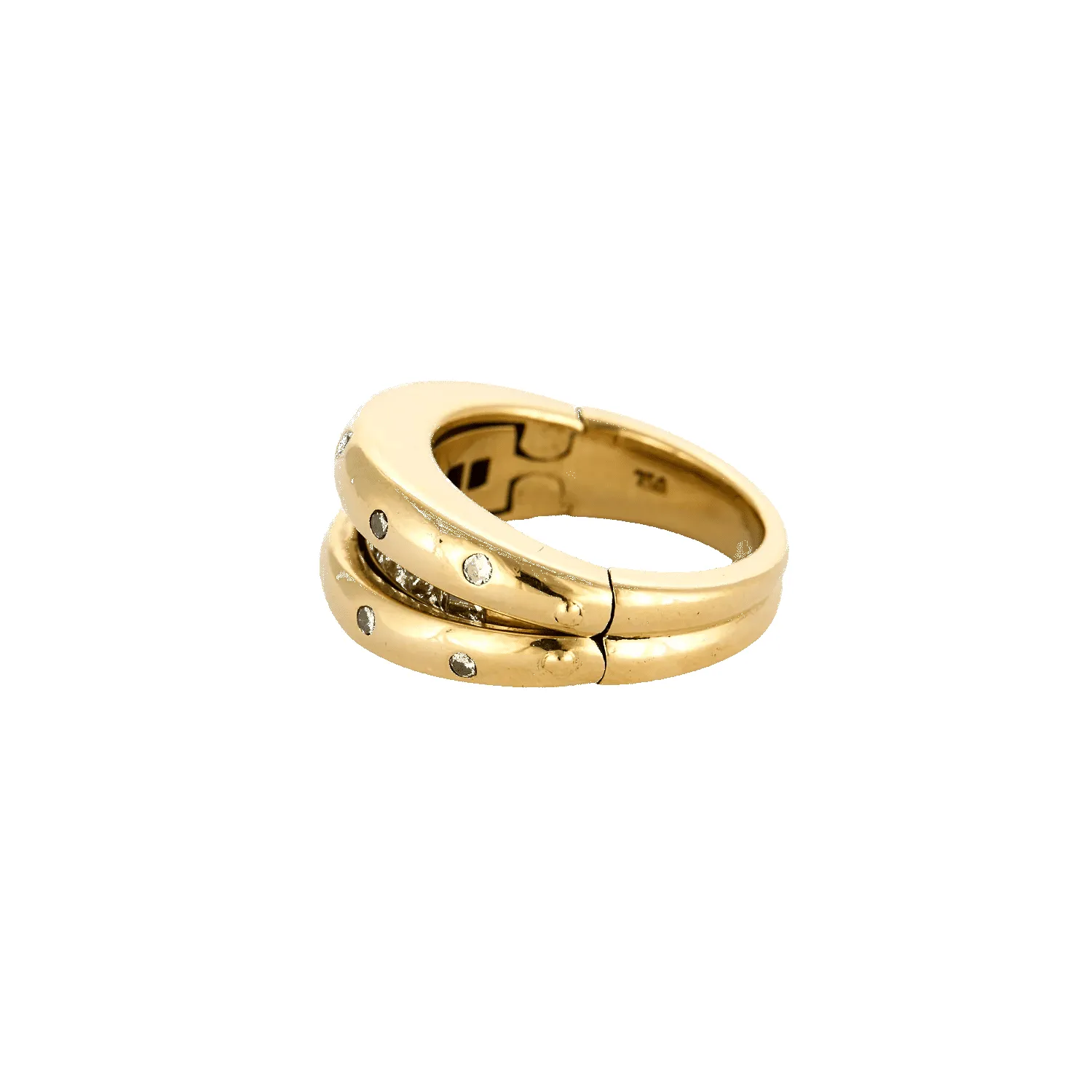 Bague Versatile double jonc en or jaune 18k et diamants sold by 58 Facettes product image thumbnail 4