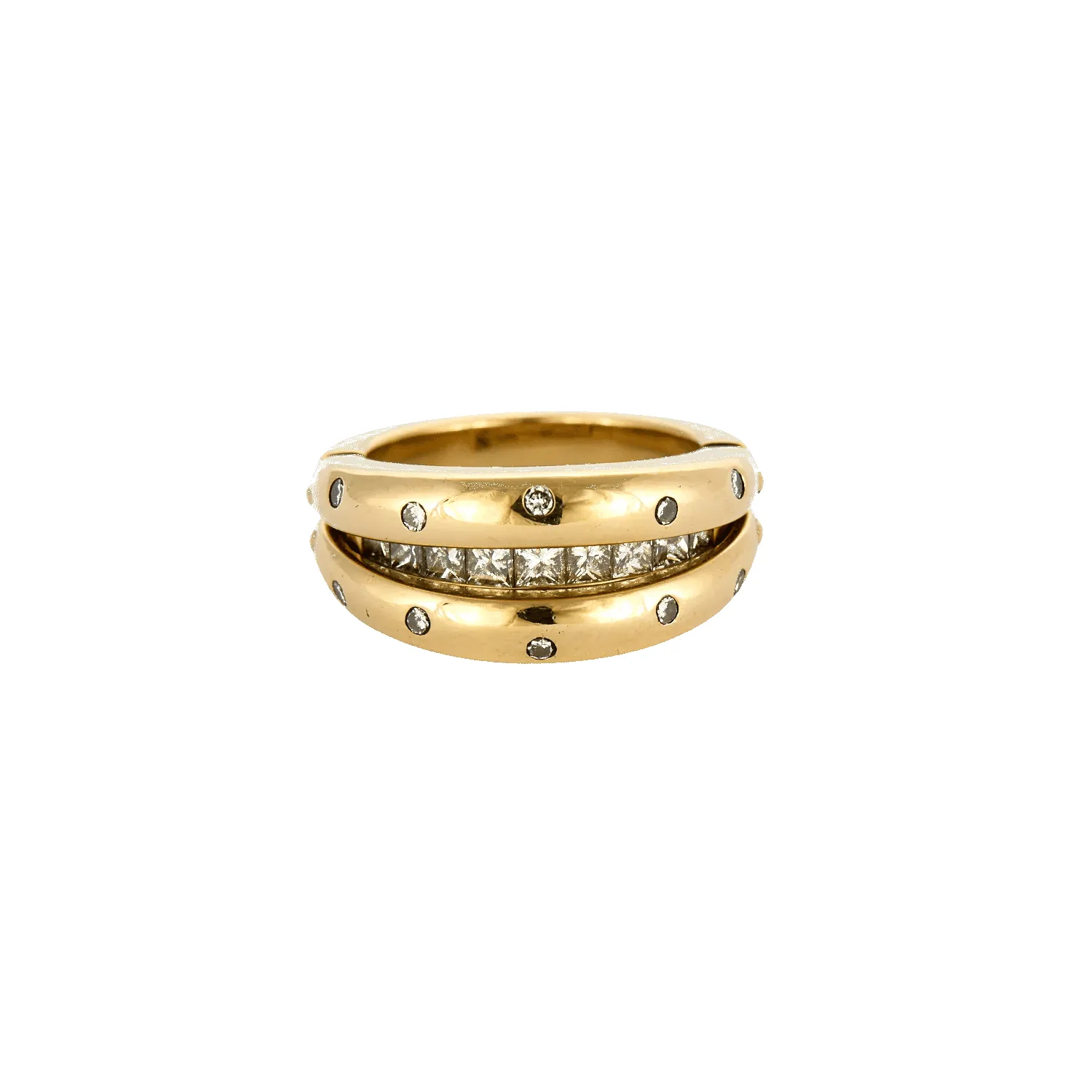 Bague Versatile double jonc en or jaune 18k et diamants sold by 58 Facettes