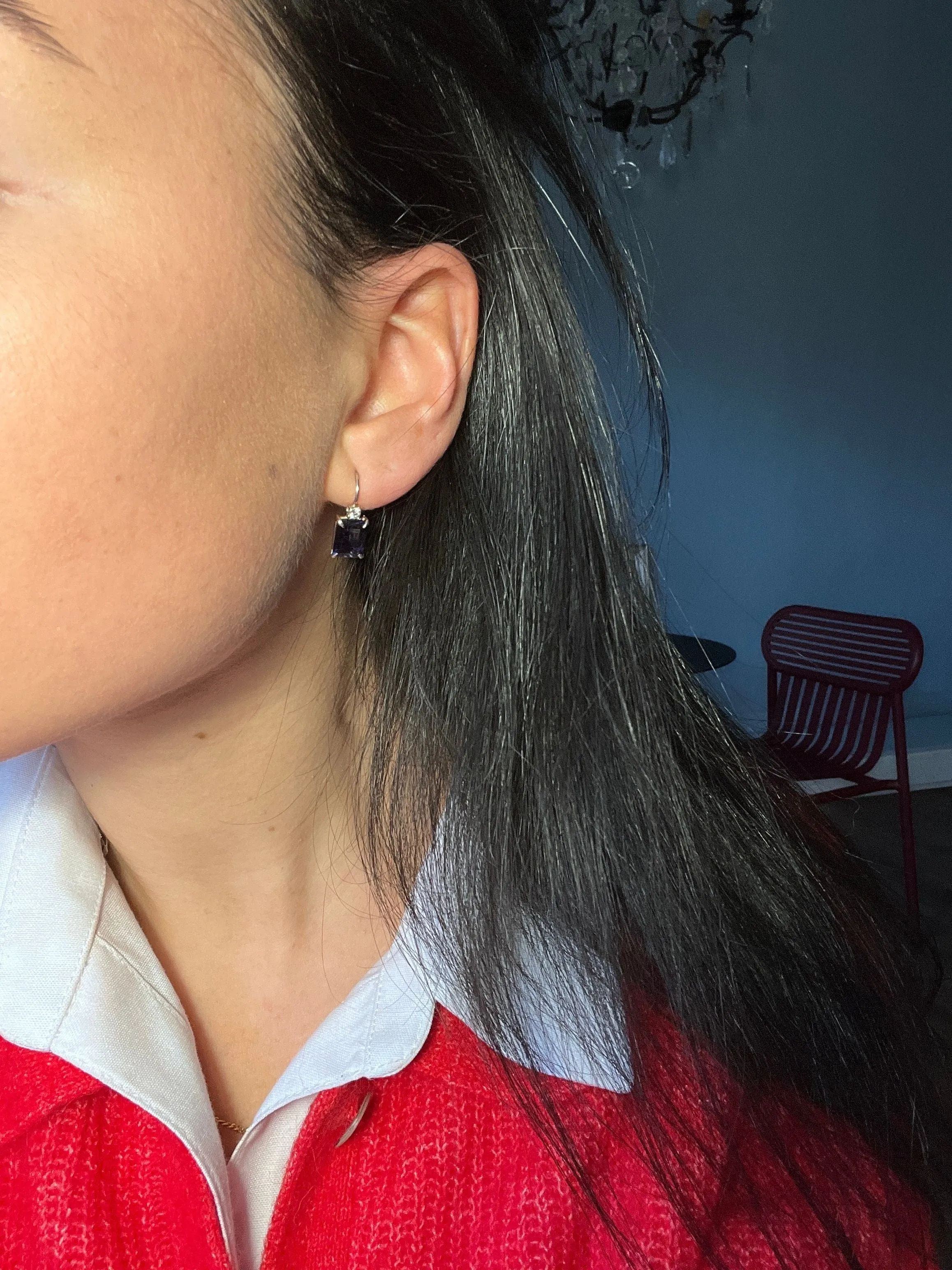 Boucles d'oreilles Or Blanc Iolite Diamants sold by 58 Facettes product image thumbnail 3