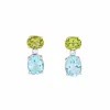 Boucles d'oreilles pendantes topaze bleue, péridot et diamants sold by 58 Facettes