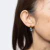 Boucles d'oreilles pendantes topaze bleue, péridot et diamants sold by 58 Facettes