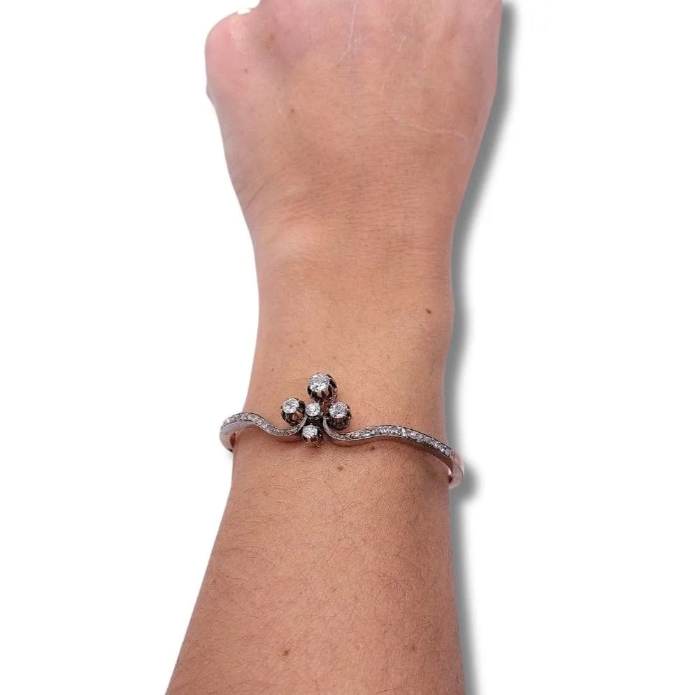 Bracelet Napoléon III « tiare », diamants, or rose et argent sold by 58 Facettes product image thumbnail 2