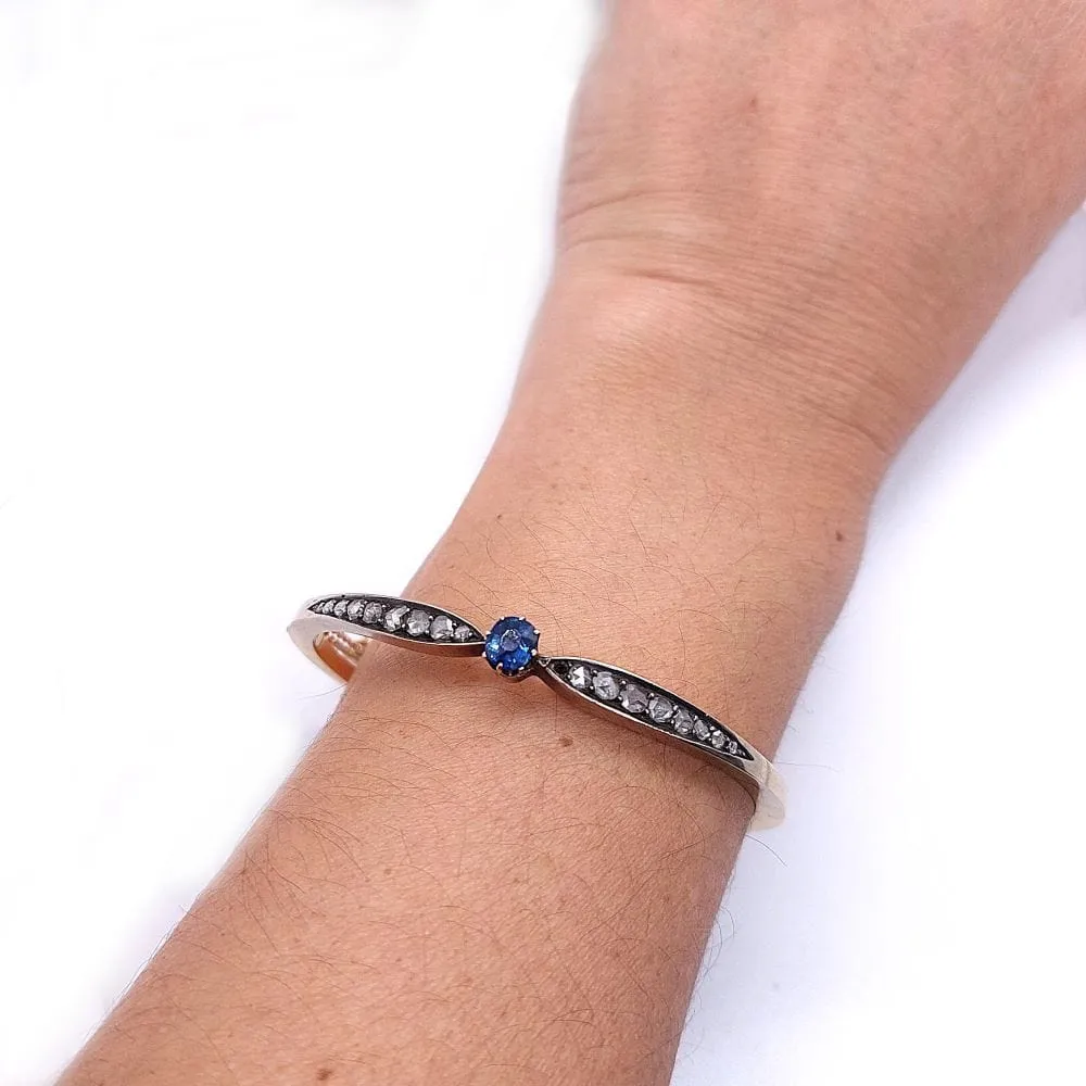 Bracelet 19ème « nœud » saphir, diamants, or et argent sold by 58 Facettes product image thumbnail 2