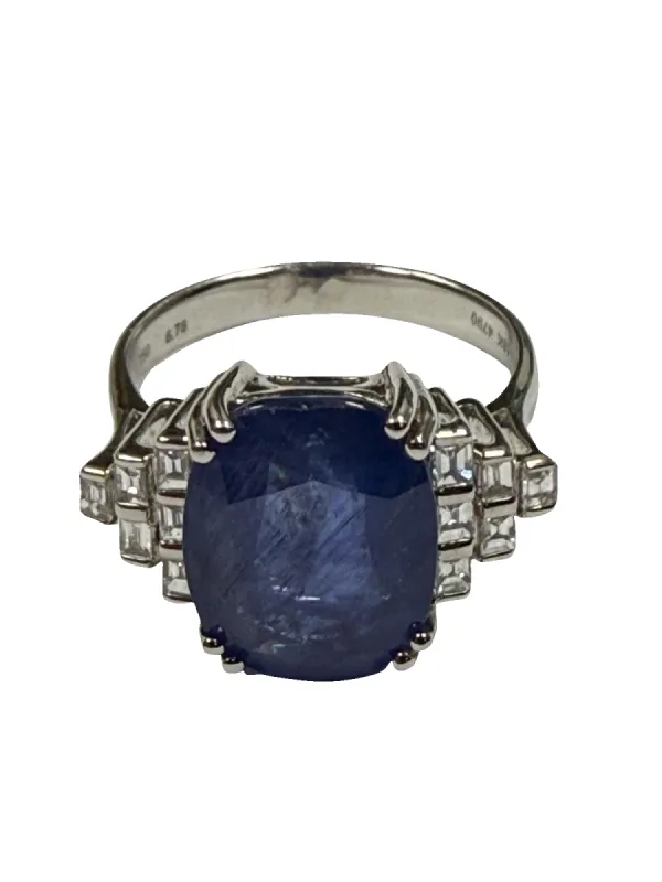 Bague saphir birman 6.78cts 12 diamants sold by 58 Facettes