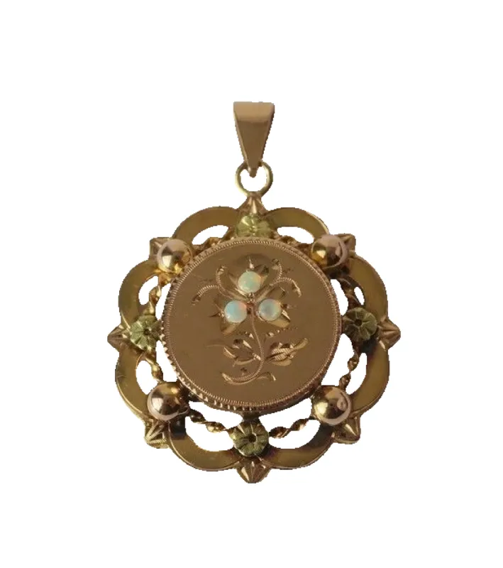 Grand pendentif Napoléon III opales or rose sold by 58 Facettes