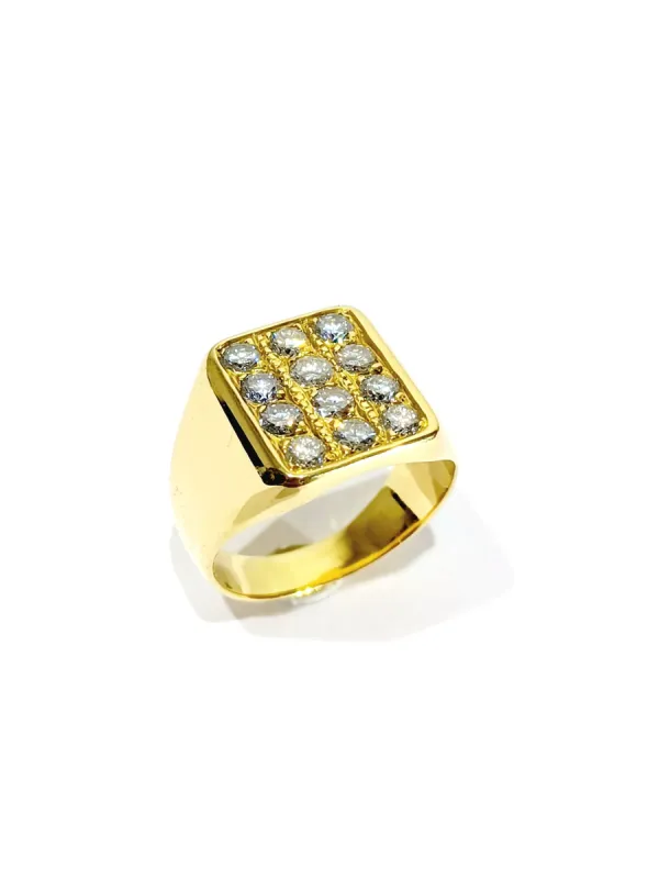 Bague Chevalière or et diamants sold by 58 Facettes