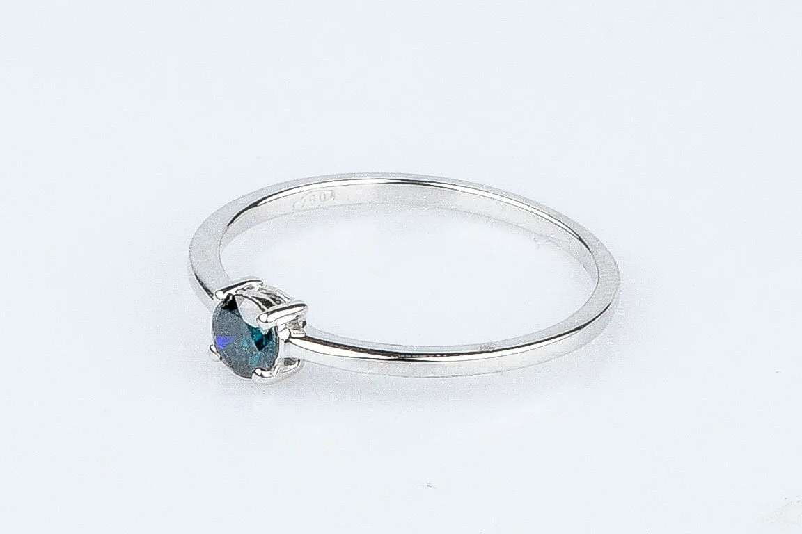 Bague solitaire diamant fancy blue en or blanc sold by 58 Facettes product image thumbnail 5