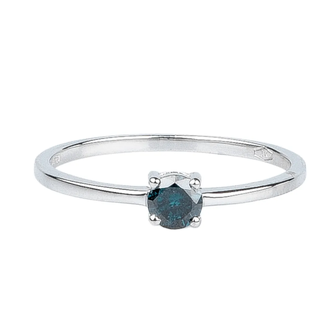 Bague solitaire diamant fancy blue en or blanc sold by 58 Facettes