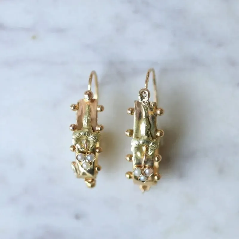 Boucles d'oreilles dormeuses briquets perles made by 58 Facettes