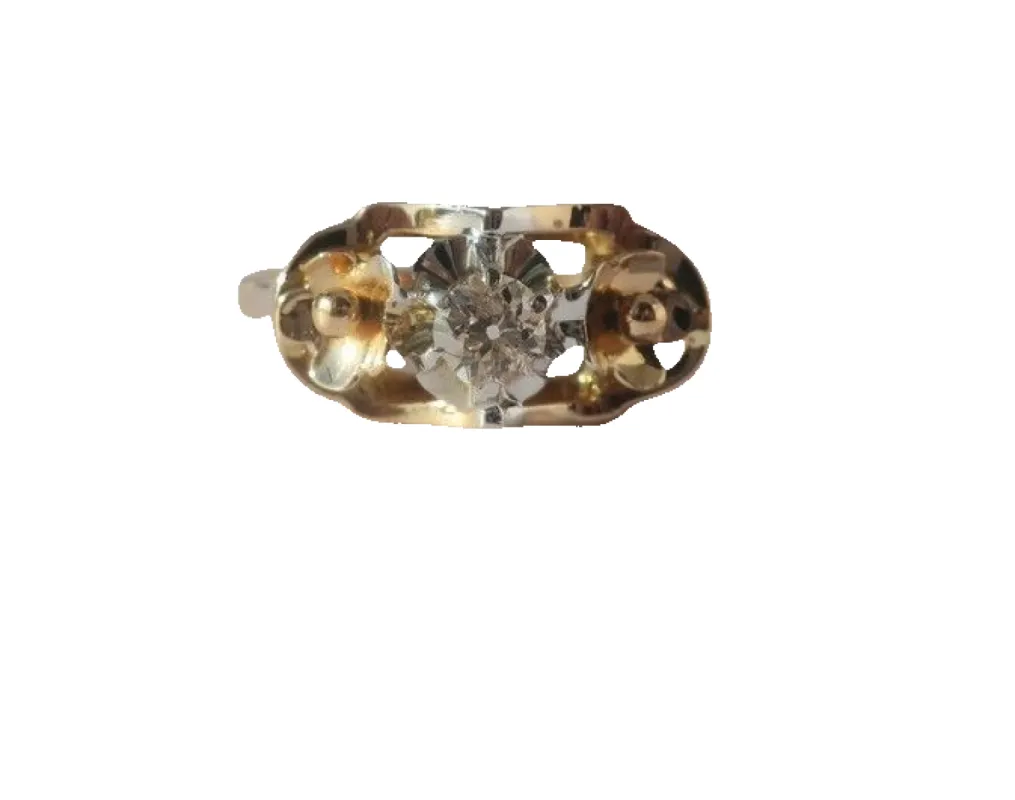 Bague Art Déco diamant or bicolore sold by 58 Facettes