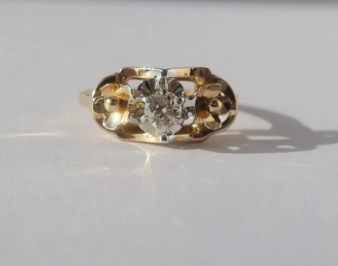Bague Art déco en or bicolore 18 carats et diamant sold by 58 Facettes product image thumbnail 2