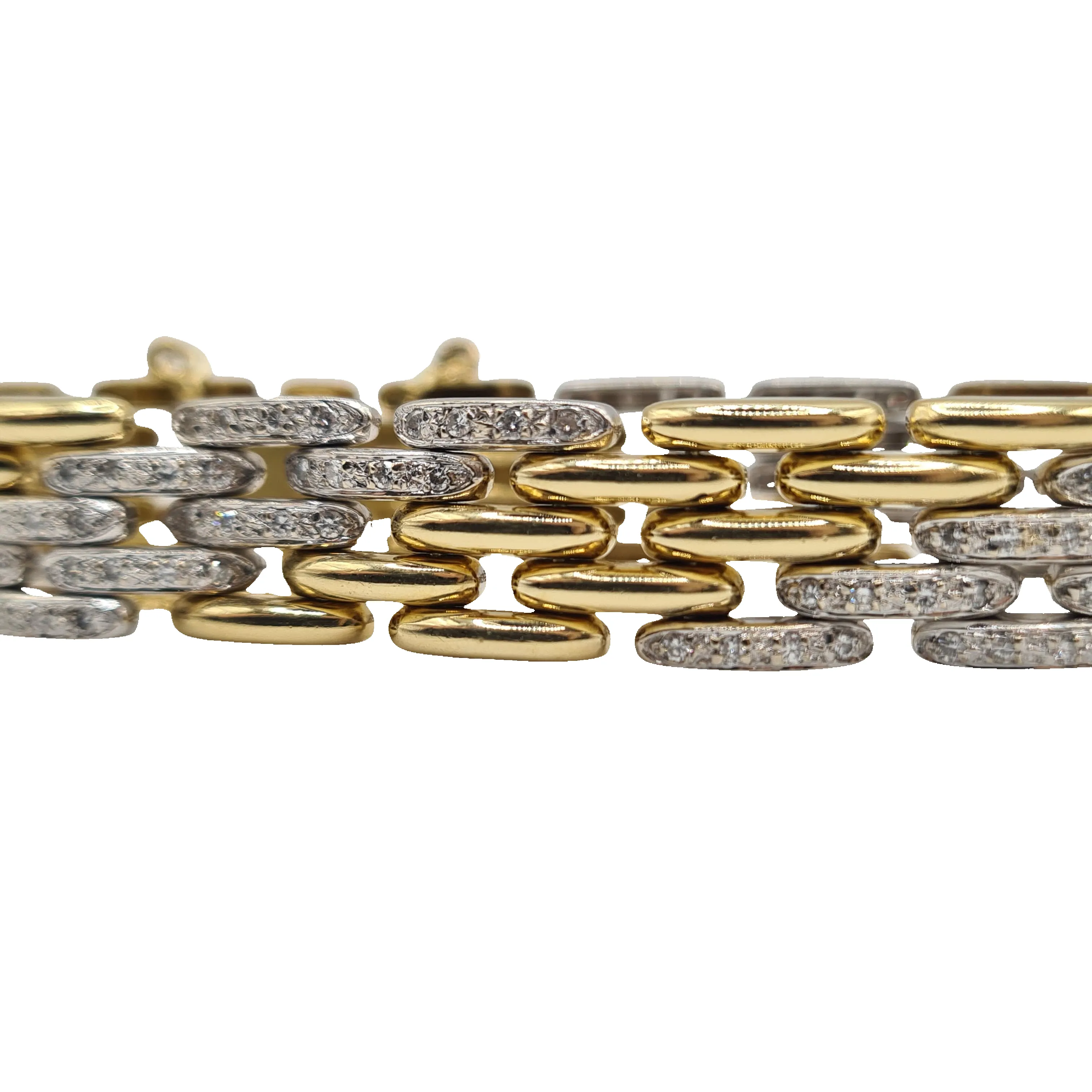 Bracelet or blanc et jaune 18 carats serti de diamants sold by 58 Facettes