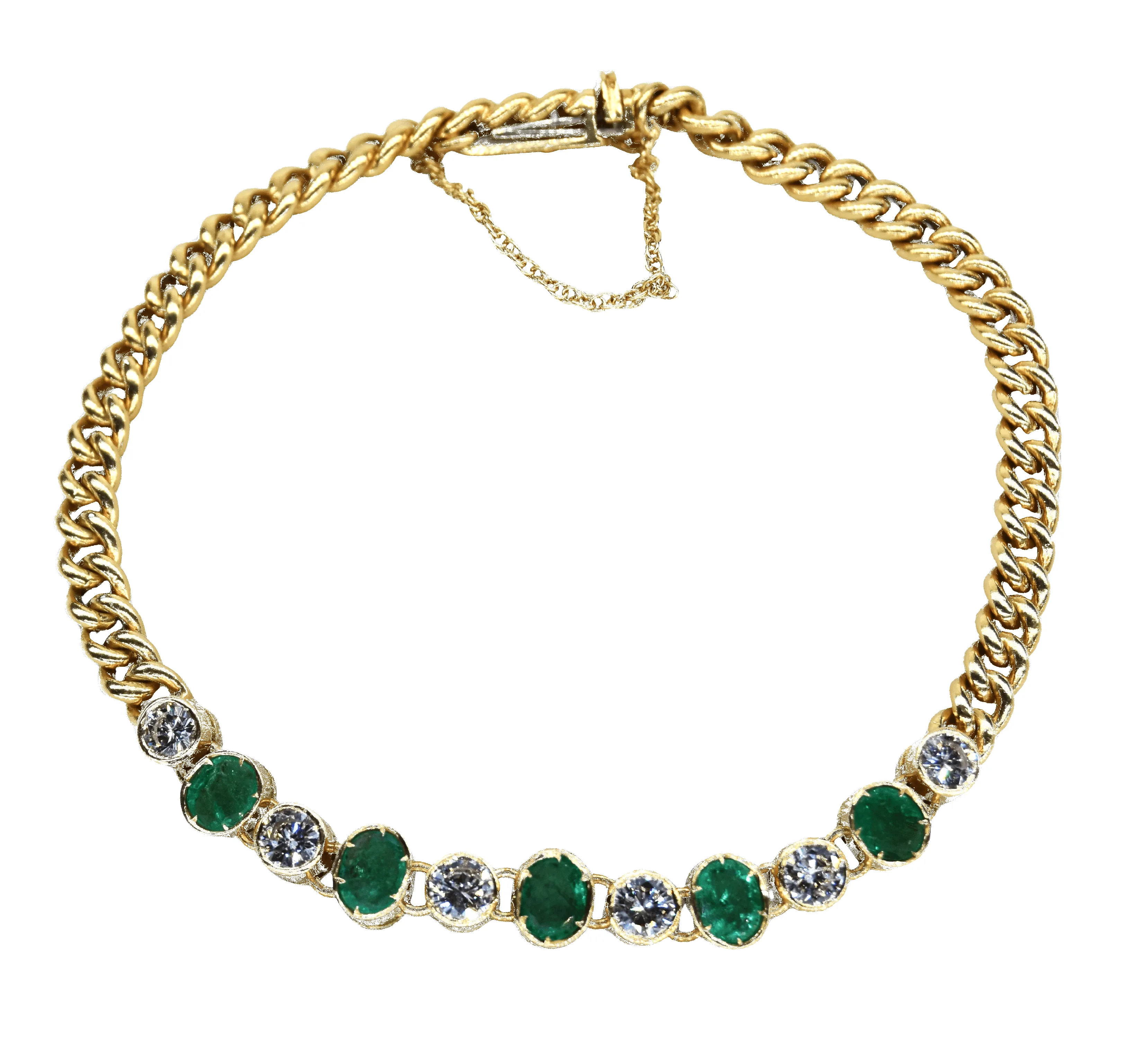 Bracelet vintage en diamants et émeraudes sold by 58 Facettes
