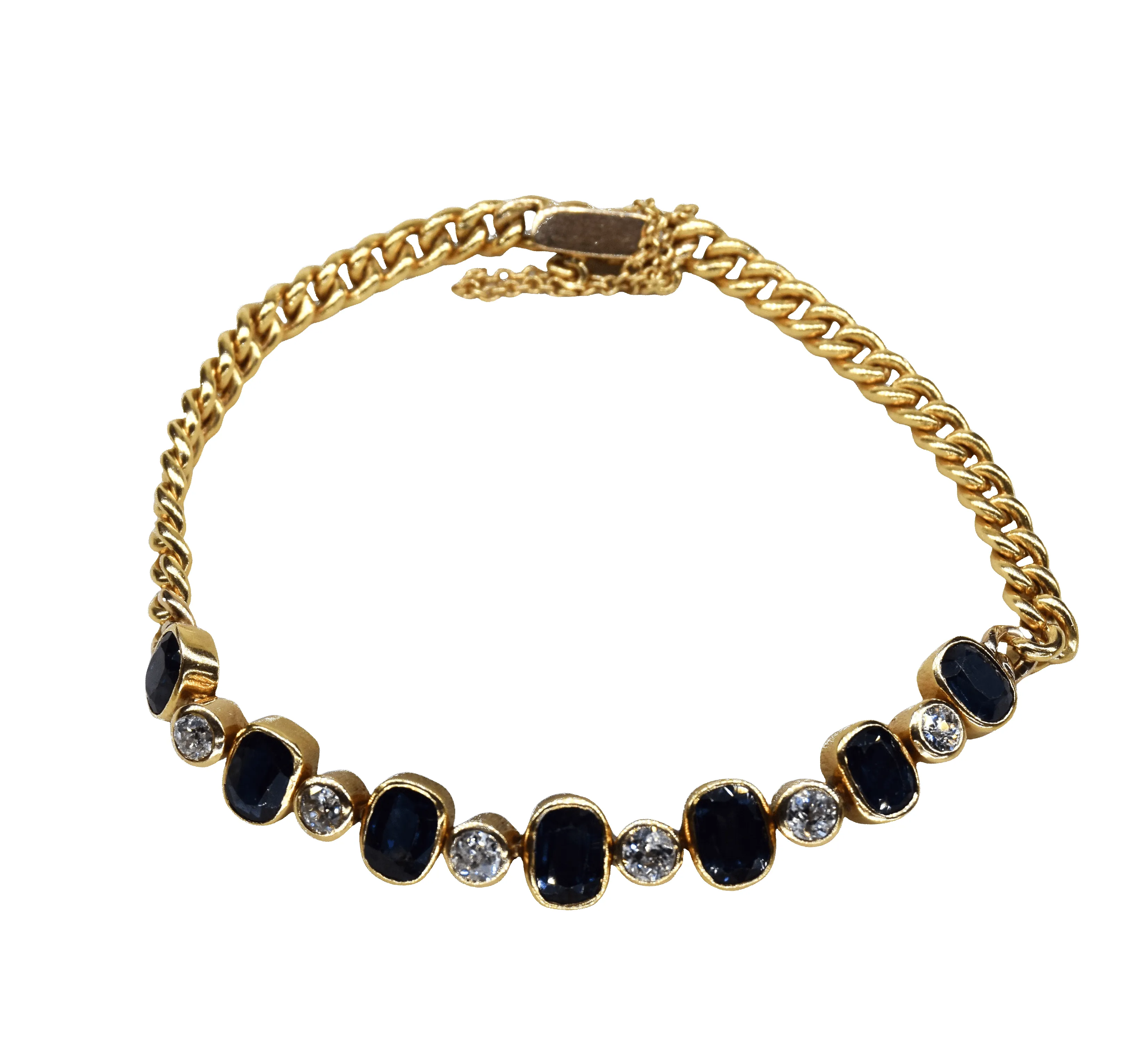 Bracelet vintage or jaune diamants saphirs sold by 58 Facettes