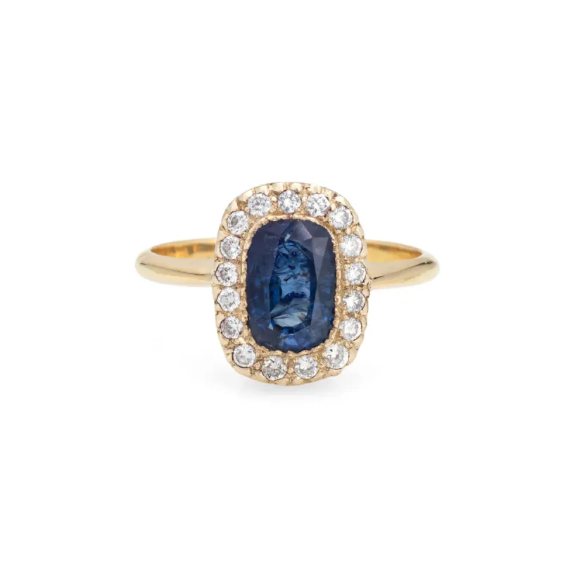 Bague Saphir Diamant Vintage Pierre Précieuse Fiançailles Or Jaune sold by 58 Facettes