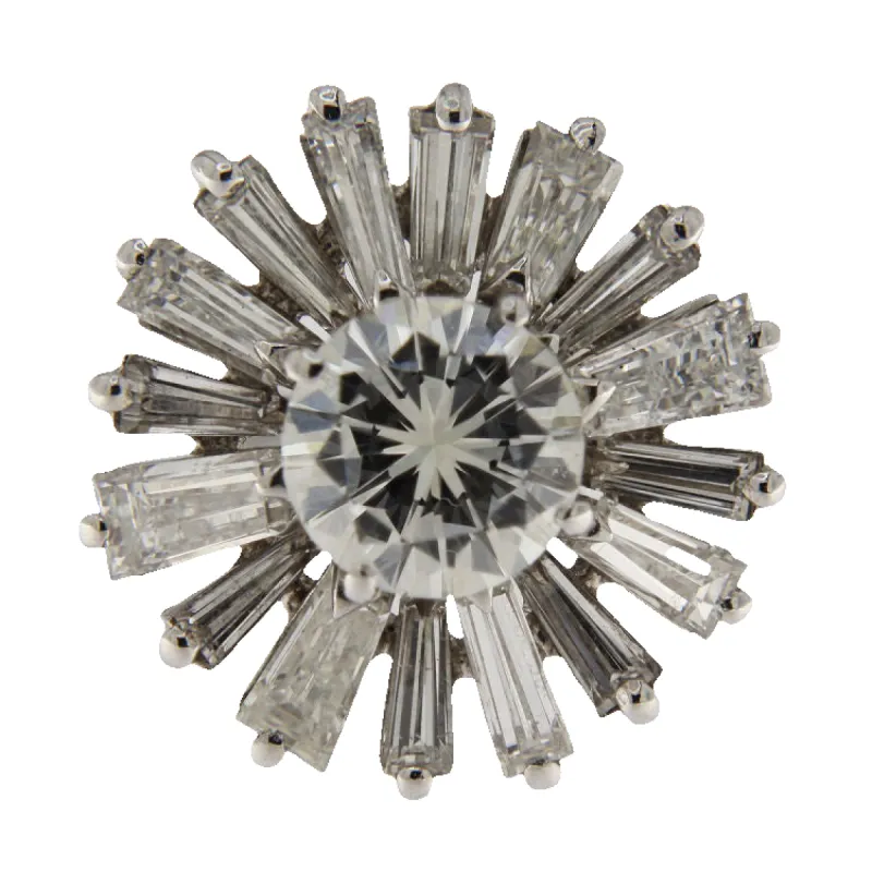 Bague en or blanc avec diamants taille brillant et diamants taille baguette sold by 58 Facettes