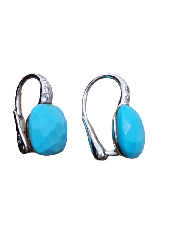 POMELLATO - Boucles d'oreilles Capri Turquoise Or Blanc Diamants sold by 58 Facettes