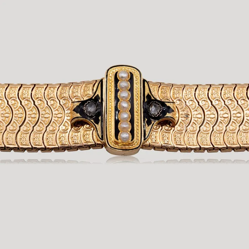 Bracelet ancien perles fines et émail noir sold by 58 Facettes product image thumbnail 3