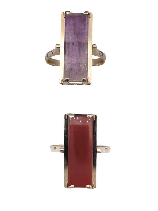 Bague reversible vintage or améthyste agate sold by 58 Facettes