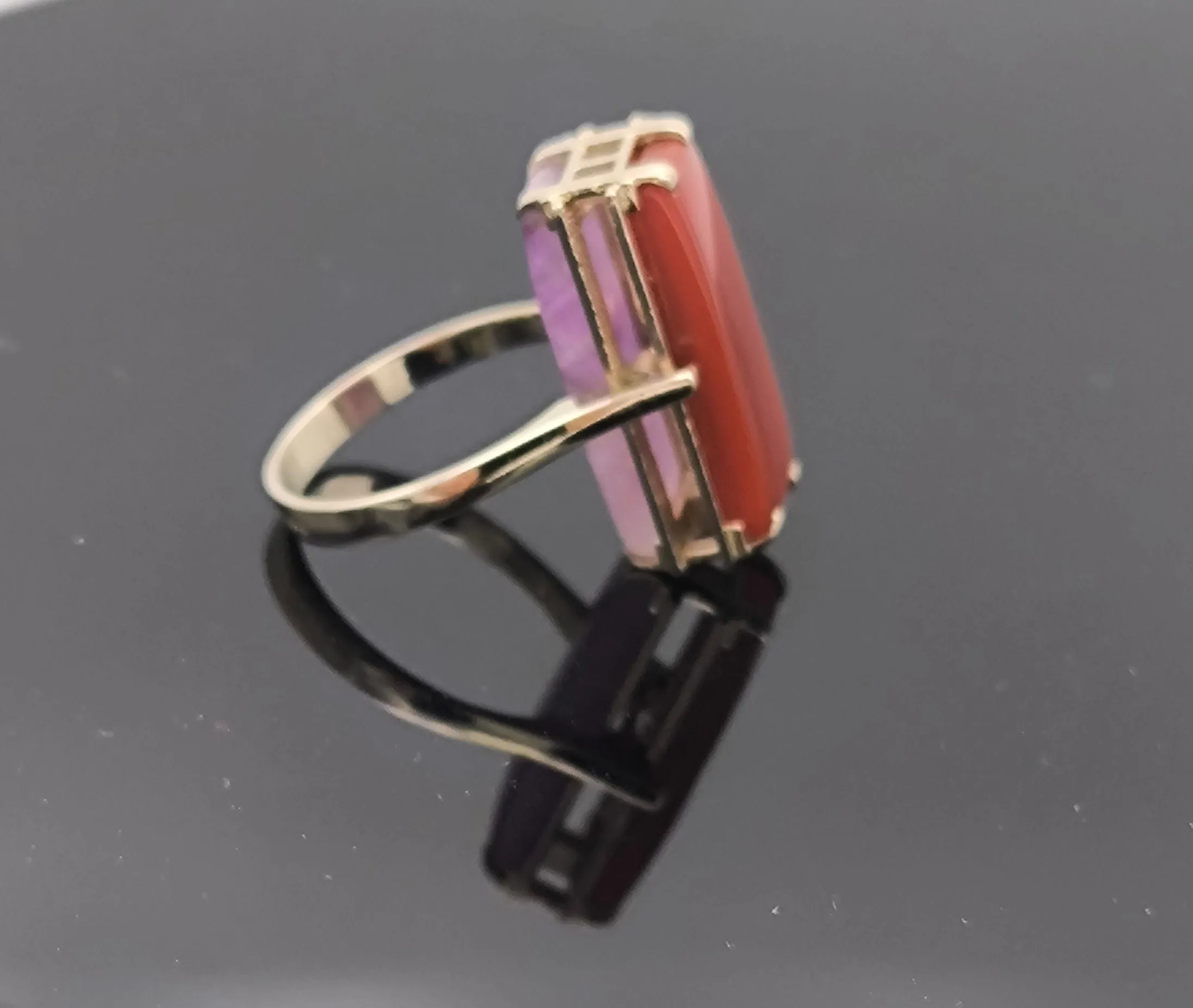 Bague reversible vintage or améthyste agate sold by 58 Facettes product image thumbnail 5