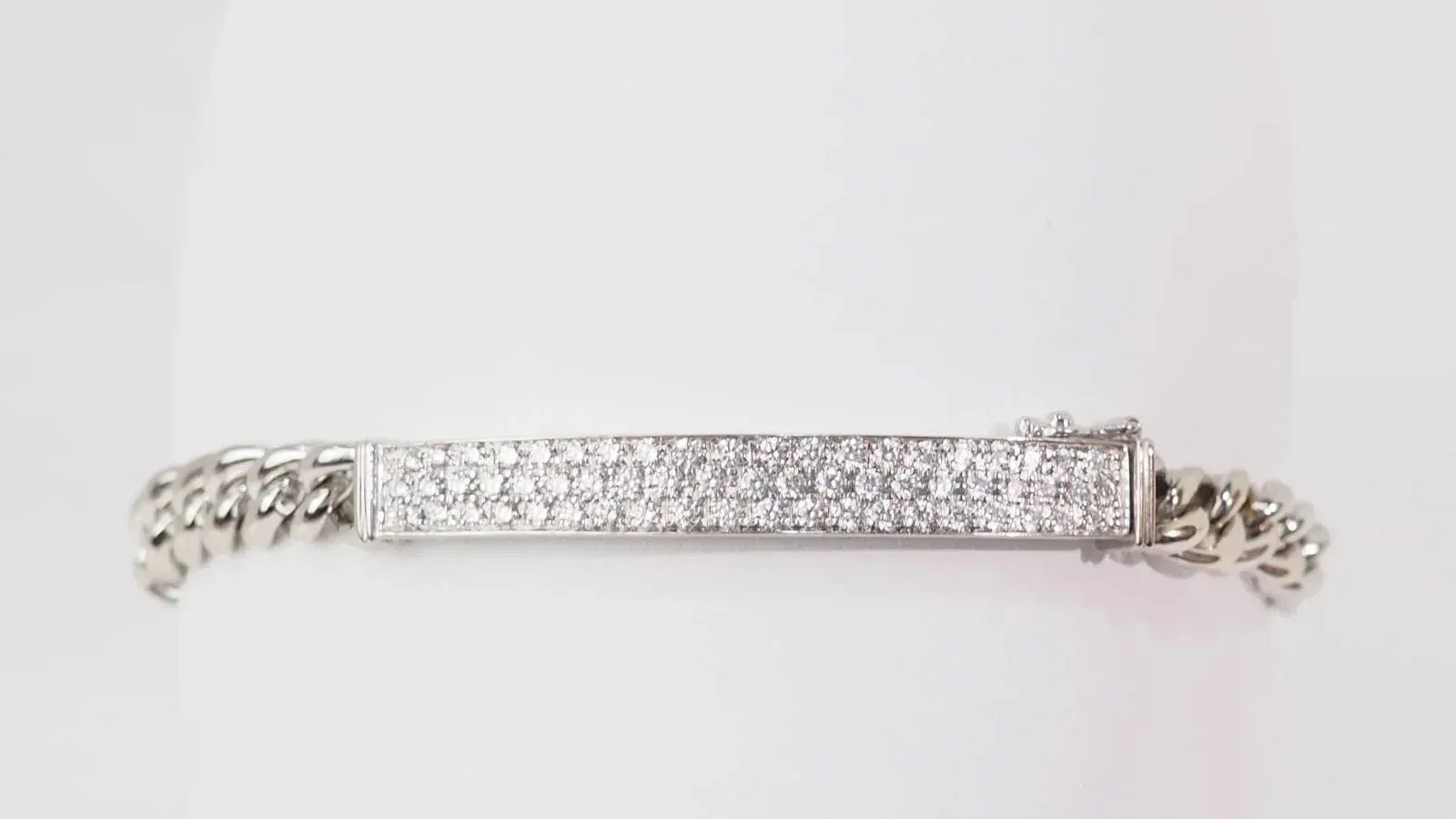 Bracelet souple en or blanc pavé de diamants sold by 58 Facettes product image thumbnail 3